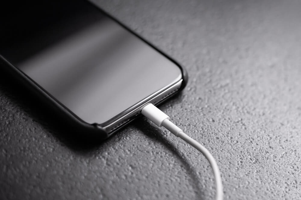 A phone being charged