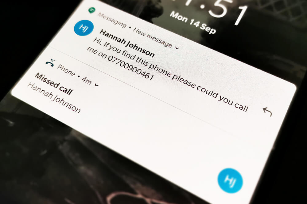Missed call and SMS notification from owner